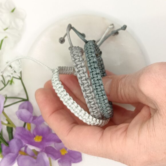 Macrame Cord Bracelet โ Gray Shades | Waterproof & Adjustable - Picture 14 of 14